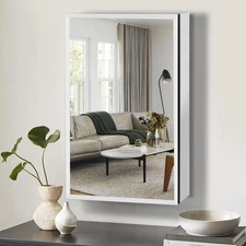 15 Inch x 24 Inch Medicine Cabinet with Mirror,Black Aluminum Framless Bathro...