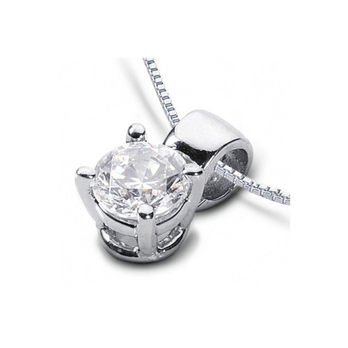 0,43 Karat H/VS2 Rund Natürlicher Diamant Weißgold Klassischer Solitär Anhänger - Bild 1 von 5