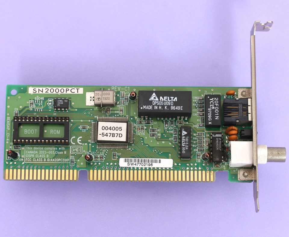 NE2000 Compatible 16 Bit ISA PNP Jumperless Ethernet Network Card RJ45 + Coax  - Image 2 of 4