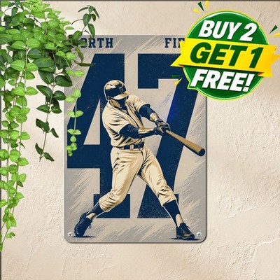 Pro Baseball Star Athlete Vintage Wall Art Poster Sports Fan Metal Tin Sign