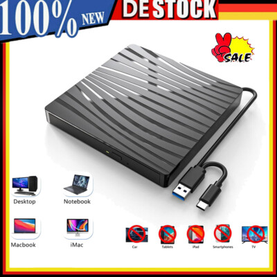 Tragbar CD DVD +/-RW Brenner Optical Drive DVD Laufwerk Extern für Laptop PC