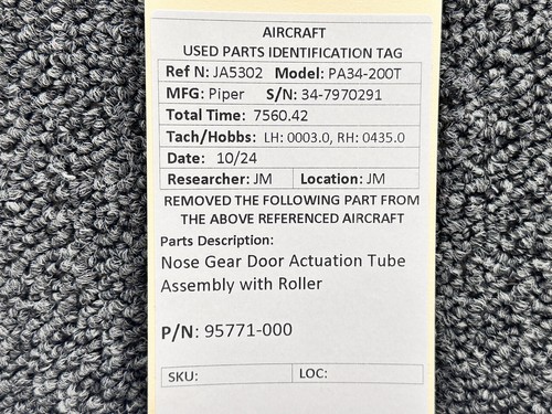 95771-000 Piper PA34-200T Nose Gear Door Actuation Tube Assembly with Roller - Picture 6 of 6