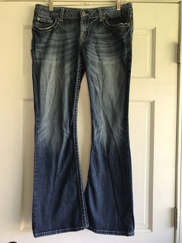 Pantalones de mezclilla para mujer AC26 BKE con hebilla Sabrina corte bota llamarada 31 - Imagen 2 de 5