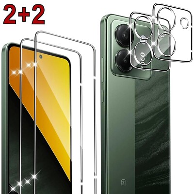 2x Schutzglas + 2x Kameraschutz für Xiaomi POCO M7 Pro 5G 6.67 Blasenfrei 9H