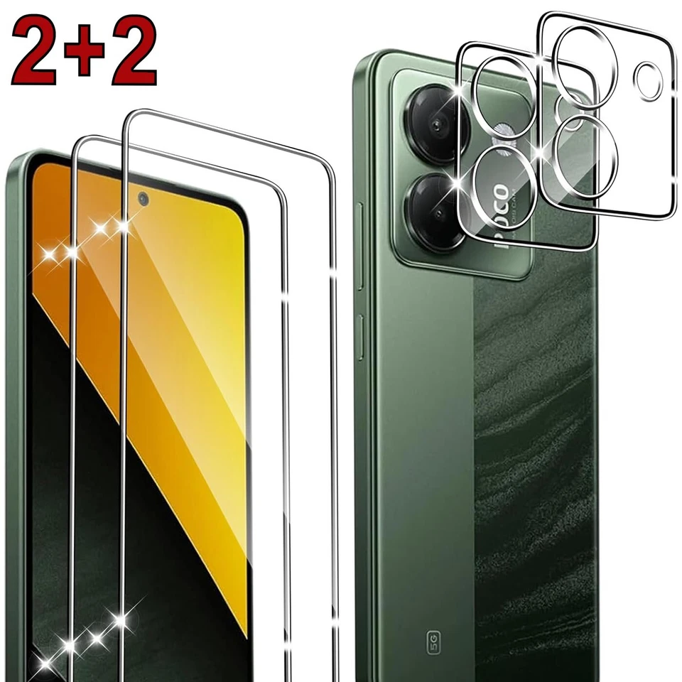 LONFEID 2x Schutzglas + 2x Kameraschutz für Xiaomi POCO M7 Pro 5G 6.67 Blasenfrei 9H