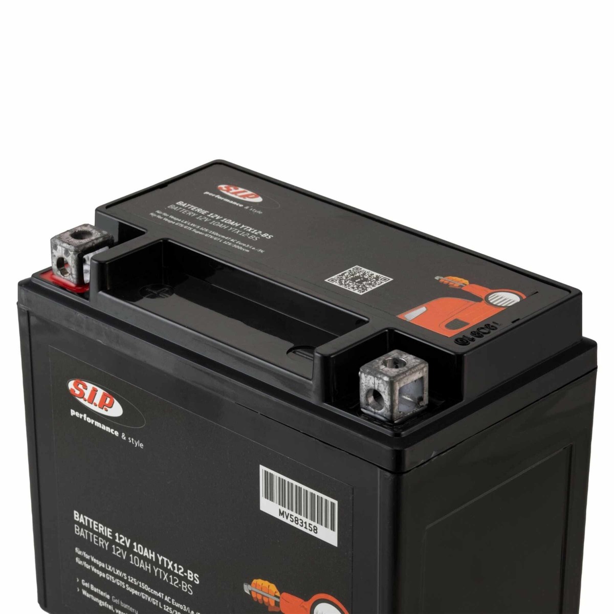 Batteria YTX12-BS 12V 10Ah GEL Per Moto E Scooter – Pronta All'Uso, Compatibile Con Piaggio Vespa GTS 300 2022-2024