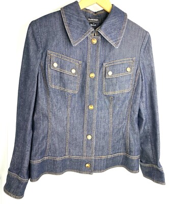 Ellen Tracy Womens Dark Denim Snap Size 12