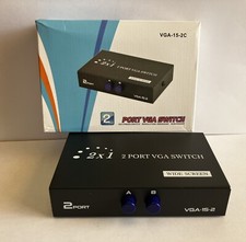 2 port VGA switch box for TV/ monitor small metal box preowned