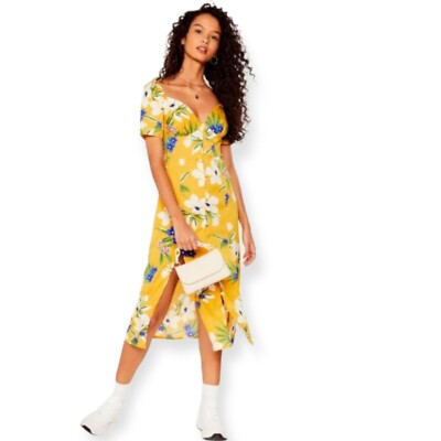 knee length dresses for ladies Nasty Gal Multicolor Floral Print Ruffle Tiered Long Sleeve Midi Maxi Dress  14