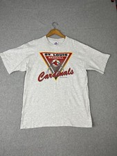 Vtg St Louis Cardinals Shirt Mens XL Gray St Louis Arch Busch Stadium Made USA