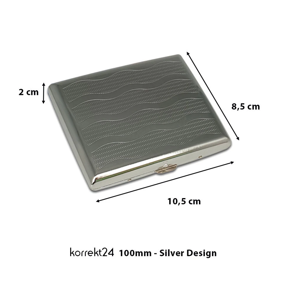 Zigarettenetui 100 | Silber Design Dekor | für lange Zigaretten 10 cm | 100 mm - Bild 2 von 4