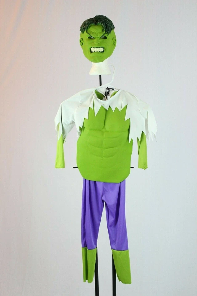 The Incredible Hulk 服装 儿童 Dxl 3 件连身裤 乳胶肌肉胸部和面具 L — 第 2/2 张图片