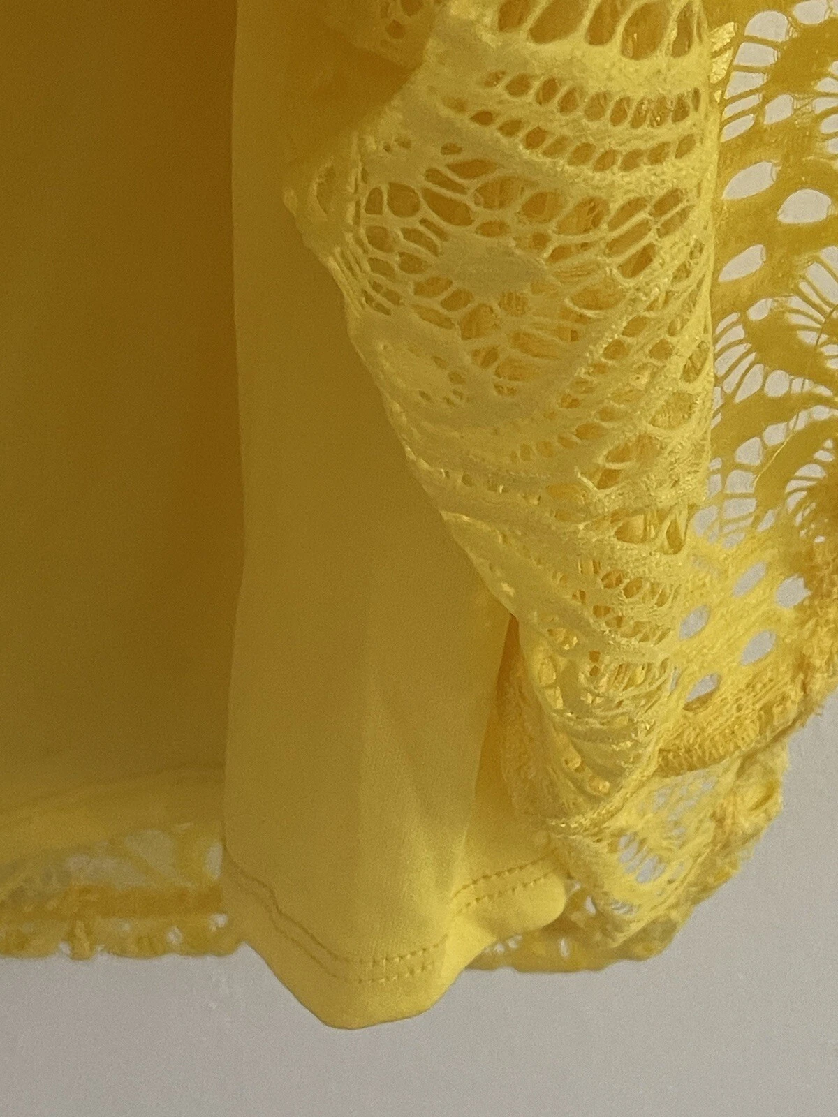 VETEMENTS Abito donna Tacera giallo maniche a campana elasticizzato pizzo overlay foderato taglia media