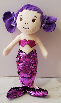Dandee Mermaid Plush Doll Figure Purple Pink Changeable Sequin Tail Sparkle 14 