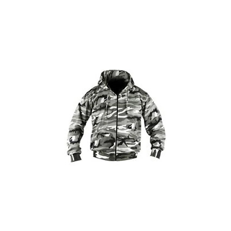 Mens Military Urban Black, White & Grey Camo Camouflage Full Zip Hoodie