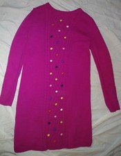 GYMBOREE VINTAGE GIRLS PINK LONG SWEATER MULTI POMPOMS SIZE 10 CUTE!!