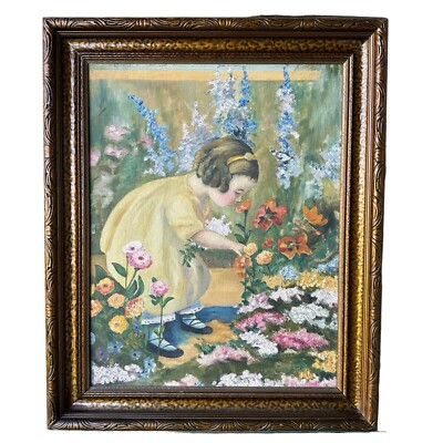 Vintage 1931 Archis May Stokes Oil Painting 21x17 Inch Poppy Love Signed Framed