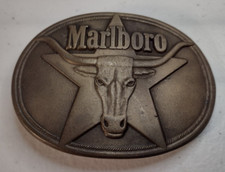 Vintage 1987 Marlboro Belt Buckle Solid Brass Phillip Morris Inc Steer Head