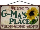 Welcome to G-Ma's Place Sign Sunflower Mother's Day Gift Grandma Grandmother
