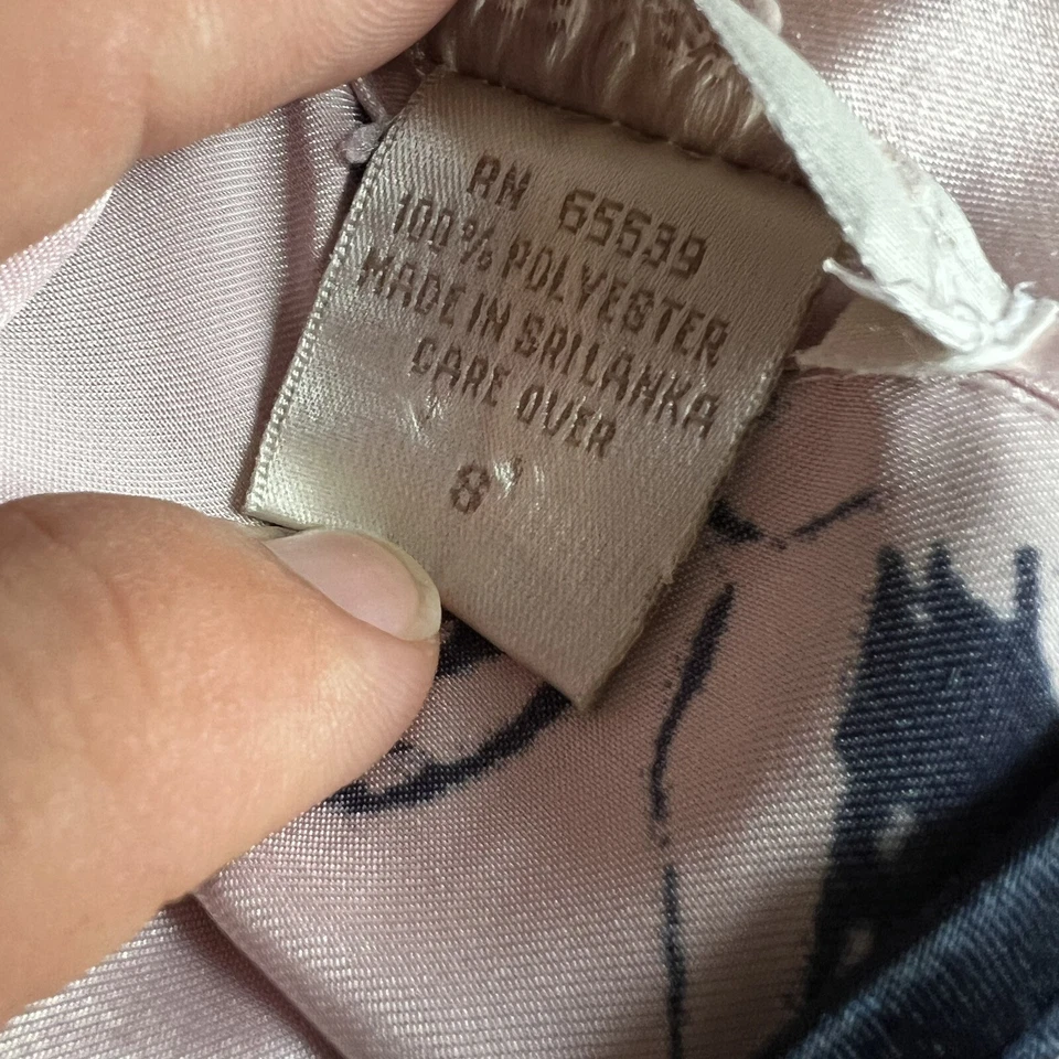 Camisón vintage Jones New York talla S ~ túnica satinada asiática floral rosa pálido RARO Foto 3 de 4