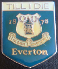 EVERTON TILL I DIE Badge Stud fitting In chrome 17mm x 22mm