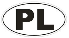 Pl Poland Oval Bumper Sticker Or Helmet Sticker D144 Euro Oval Country Code Pl Poland Oval Bumper Sticker Or Helmet Sticker D144 Euro Oval Country Code