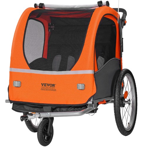 VEVOR Child Bike Trailer Foldable 2 Seater Stroller Double Kids Carrier 45 kg - Picture 9 of 12