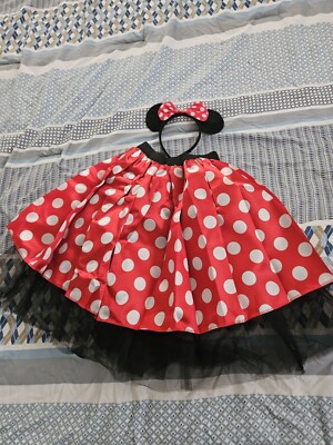 Minnie Mouse Girls Polka Dot Skirt Tulle Satin Headband Ears