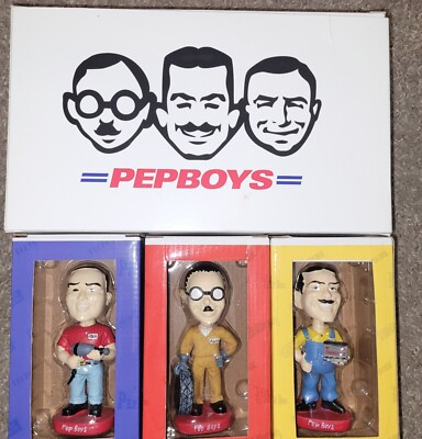 #ad The Pep Boys Manny Moe amp; Jack Hand Painted Limited Edition Bobblehead Figurines $40.00