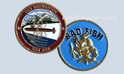 USS Bremerton SSN 698 Submarine Challenge Coin USN Pride Runs Deep Bad Fish - Picture 1 of 1