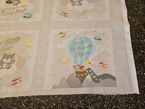 Star Bright Panel 23x42 P&B Textiles Animals Hot Air Balloon Blocks - Picture 9 of 11