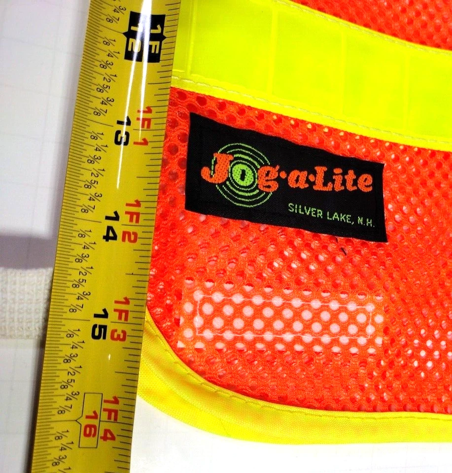 Jog-a-Lite Reflecto Vest Orange/Yellow Mesh, One Size 16" x 12" · Made in USA - Image 2 of 4