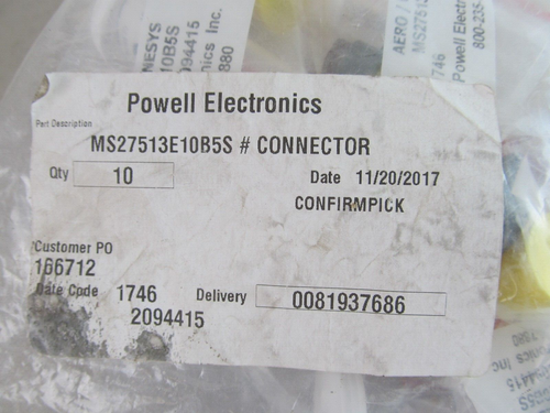 QTY=10 MS27513E10B5S Circular MIL Spec Connector w/ Pins, NEW, Still Sealed - Picture 3 of 4