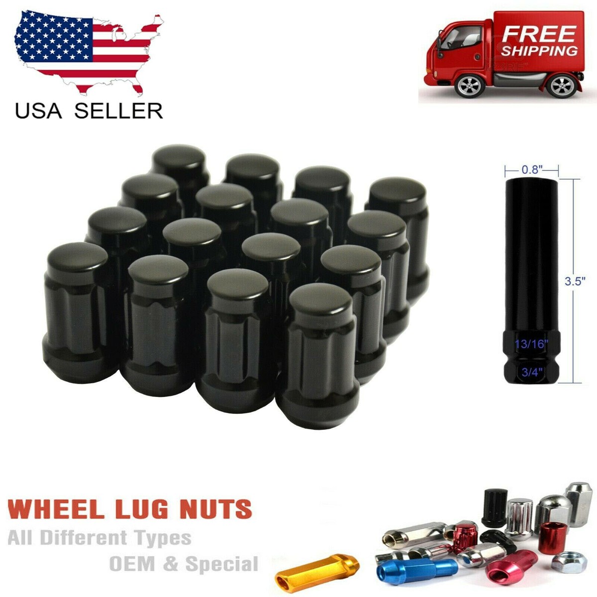 CTM 20PC Black 12x1.5 Tuner Spline Wheel Lug Nuts With Key – For Chevrolet Chevy-911952