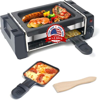 Raclette Grill Parrilla Eléctrica Mesa Portátil 2 En 1 Parrilla De Barbacoa NEW