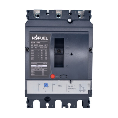 LV429846 circuit breaker Compact NSX100N,50kA at 415VAC,TMD trip unit 25A,3P3D 