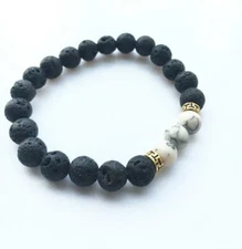 Lava Rock Stone Beads Bracelet Charm Rock Natural Stone Chakra Energy