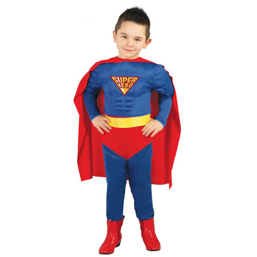 COSTUME SUPER HERO SUPERMAN MUSCOLOSO BAMBINO 10 - 12 ANNI VESTITO  CARNEVALE | eBay