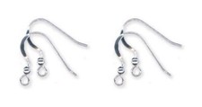 50 Solid Sterling SILVER 925 Ear Wires FRENCH HOOKS w/ Bead Ball Coil EarWires