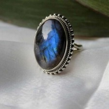 Labradorite Gemstone 925 Sterling Silver Handmade Ring Valentine Gift C-437
