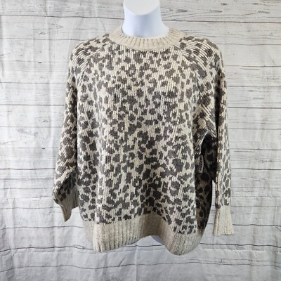 Old Navy Womens Pullover Sweater Sz 3X Gray Animal Print