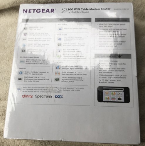 NETGEAR AC1200 Wifi Cable Modem Router C6220 DOCSIS 3.0, FACTORY SEALED - Picture 2 of 2