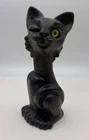 Vintage Royal Haeger Pottery Black Kitschy Winking Cat Bank As Is