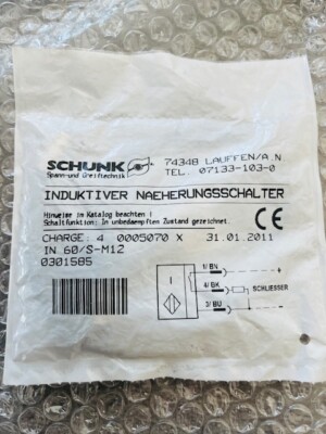 Schunk Ind. Näherungsschalter IN 60/S-M12 0301585 Neu **