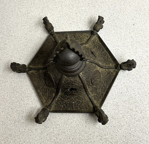 Lampada Lanterna Censer Bronzo Giapponese Tre Pezzi Periodo Meiji Vintage - Foto 8 di 21