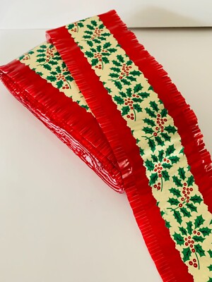 2 METER LANGE WEIHNACHTSKUCHENRÜSCHE / Festband ROT / GOLDBAND