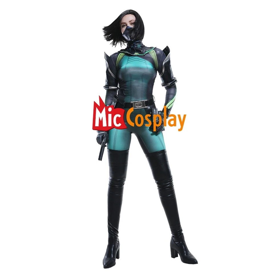女士 Sabine Assassin Viper Zentai 紧身衣连身裤 Cosplay 服装 + 面具 — 第 2/4 张图片
