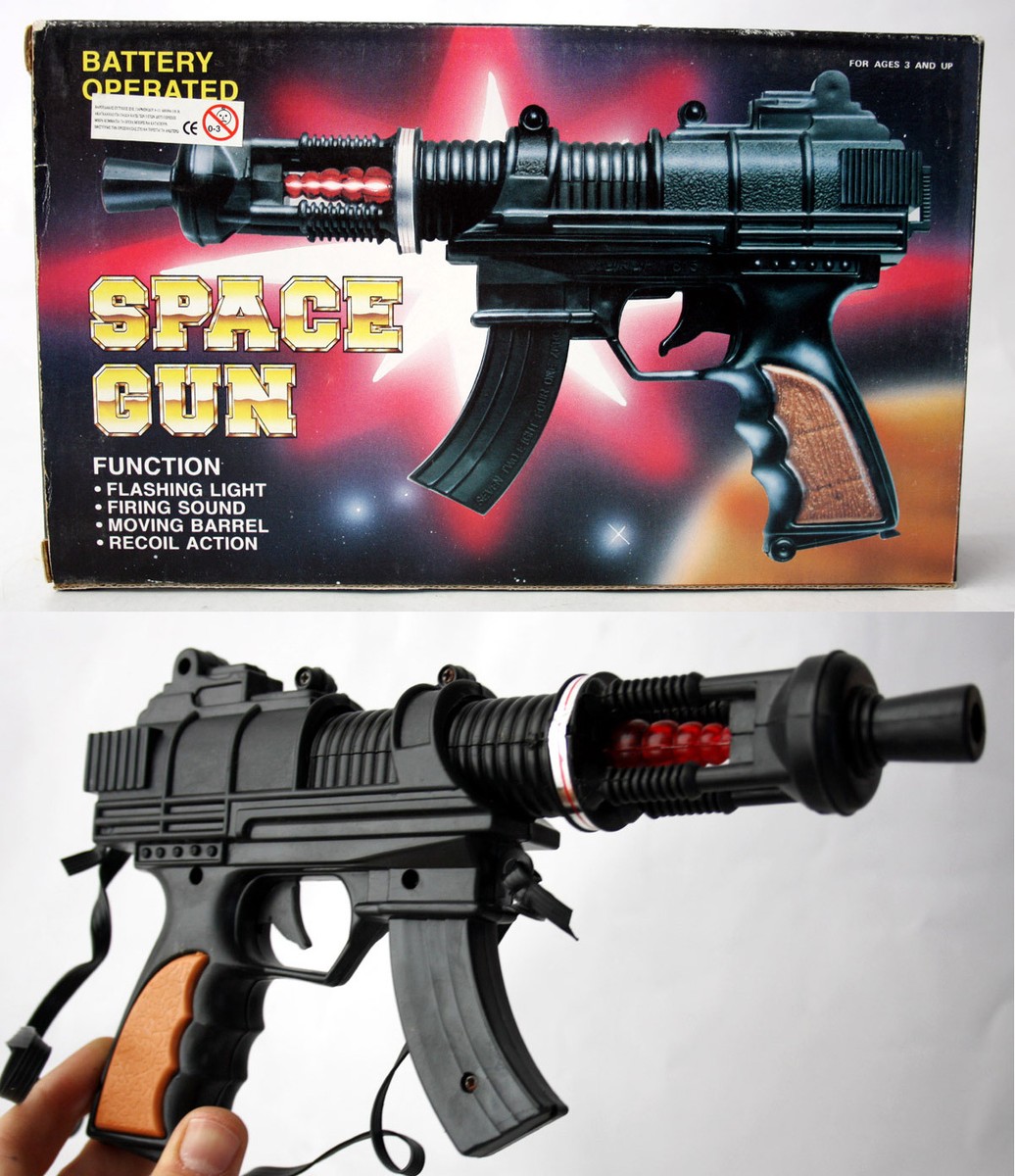 RARE VINTAGE 90'S VIBRATING SPACE GUN BLACK COSMIC PISTOL