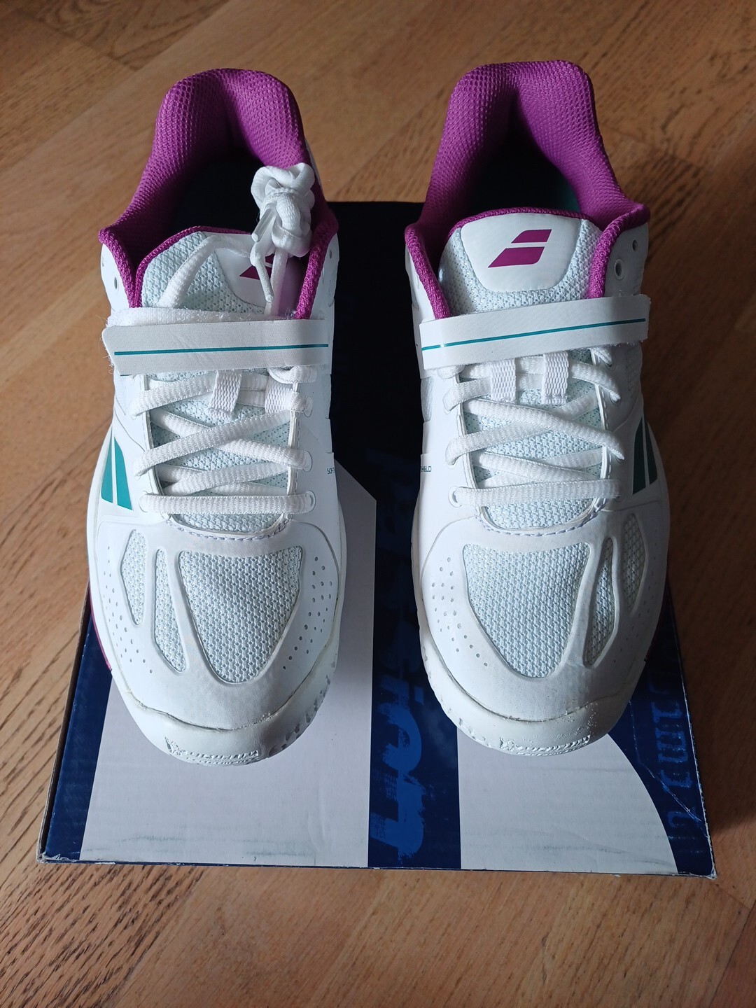 Chaussures Babolat Propulse AC blanches amorti haute performance taille 38