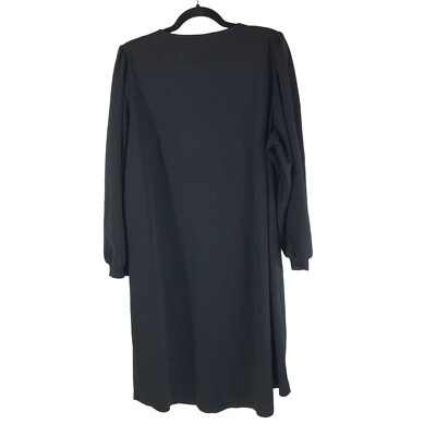 City Chic Womens Shift Dress V Neck Puff Long Sleeve Black L/20 | eBay
